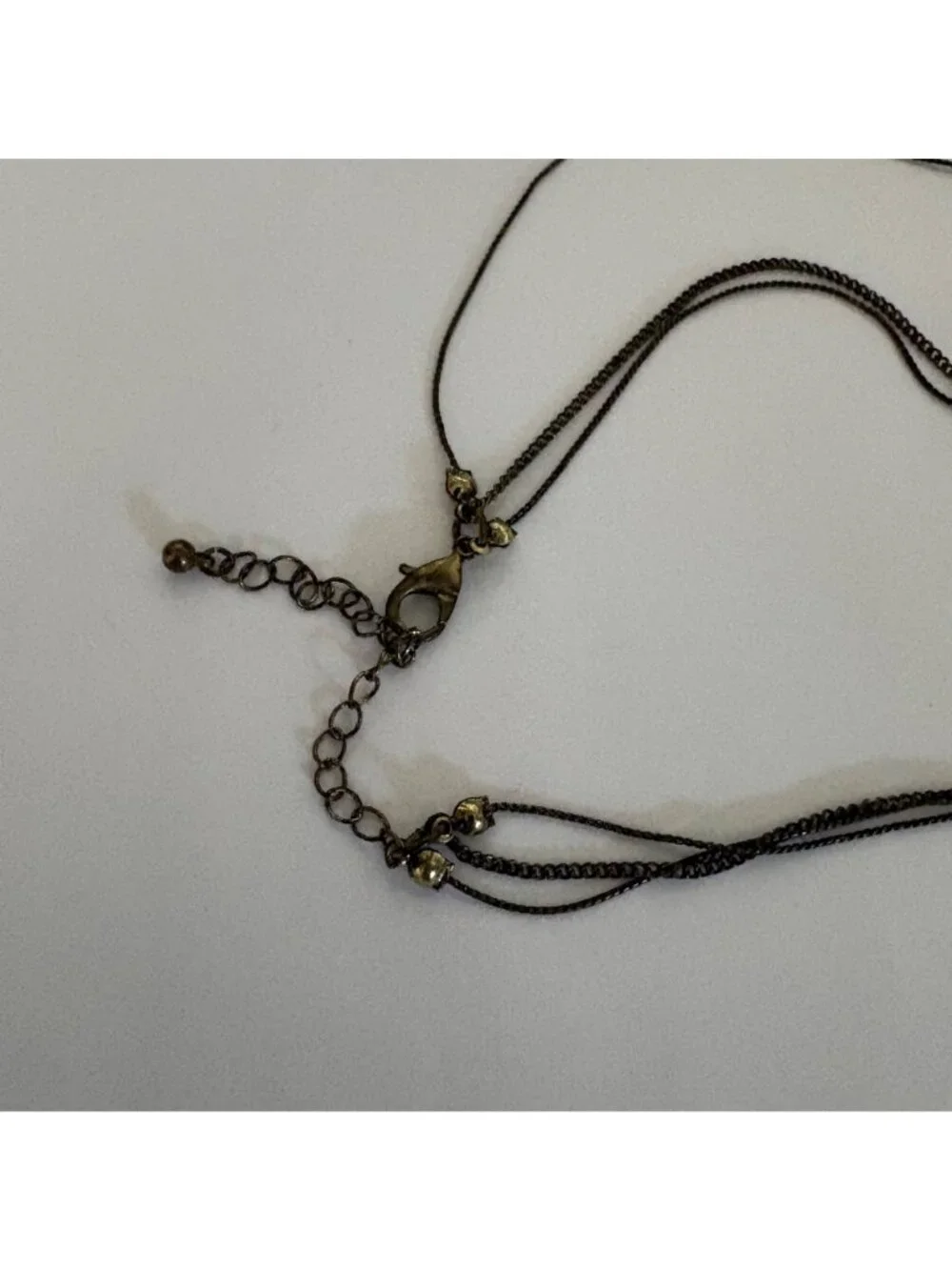 Boho-Inspired Multi-Strand Necklace Red and Clear Beads Bronze Tone Chains